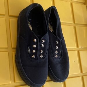 Vans Black Canvas Slip-Ons with Silver Accents